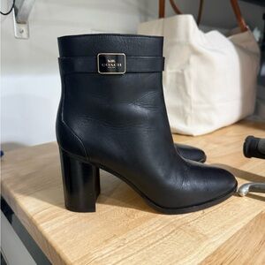 Coach Black Leather Heeled Boots